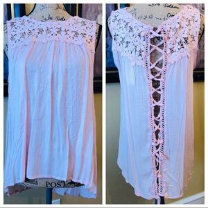 DRESSFO embroidered blouse track top pink sz L